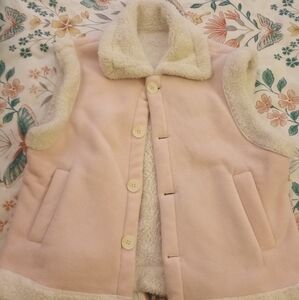 Pink Shearling Fleece-Lined Vest